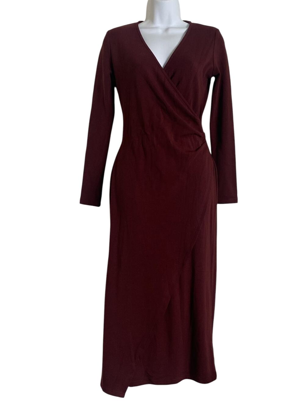 OGL MaxWarm Surplice Wrap Long Sleeve Dress in Ruby Berry M